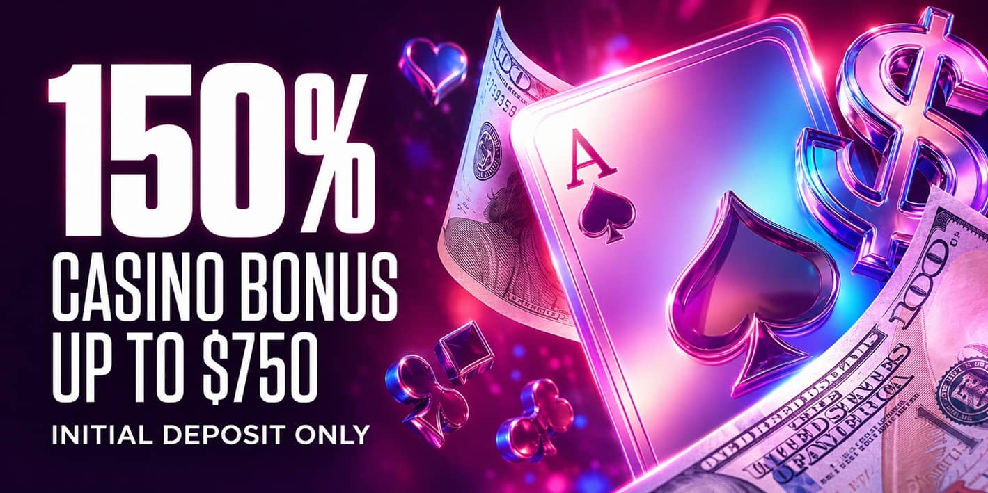 Casino welcome bonus banner — match offer graphic