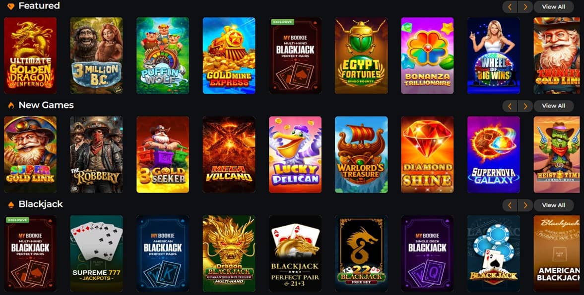 Mybookie Casino User Interface