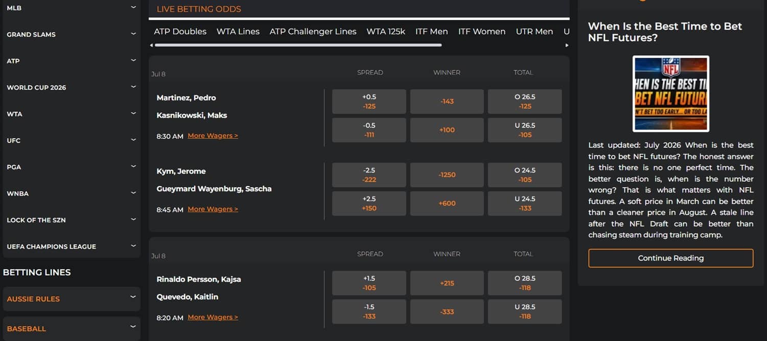 Live betting at Mybookie