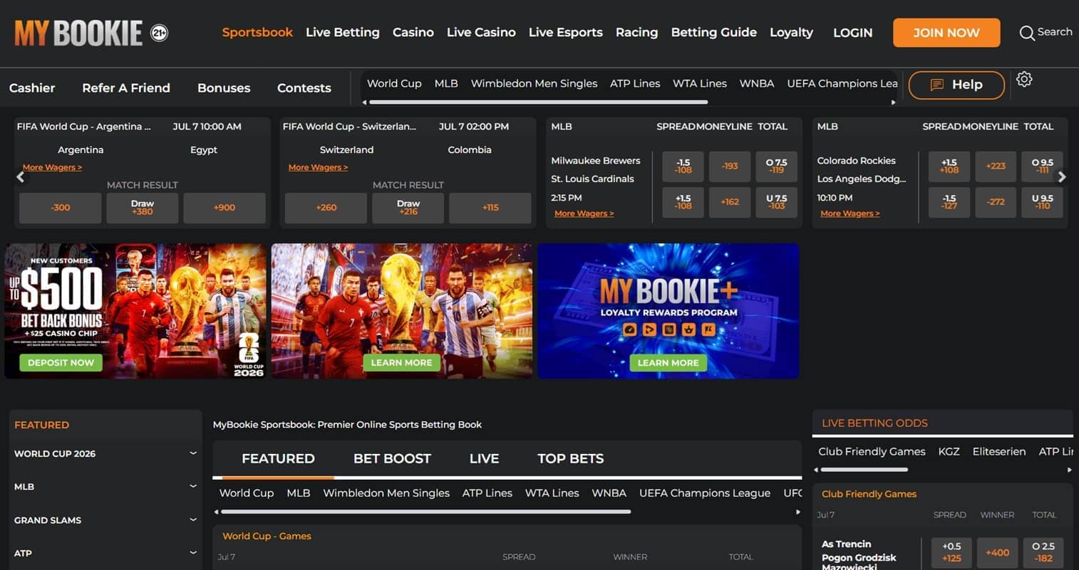 Mybookie website layout