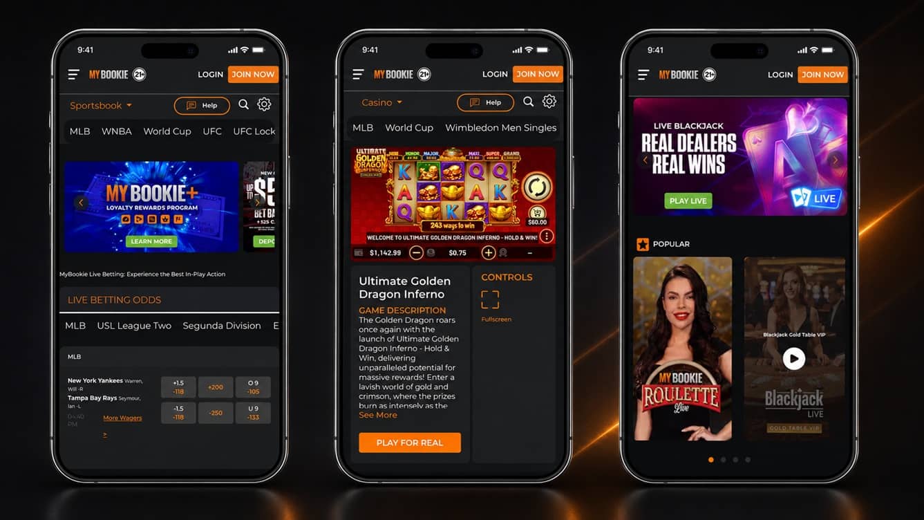 Mybookie mobile app interface