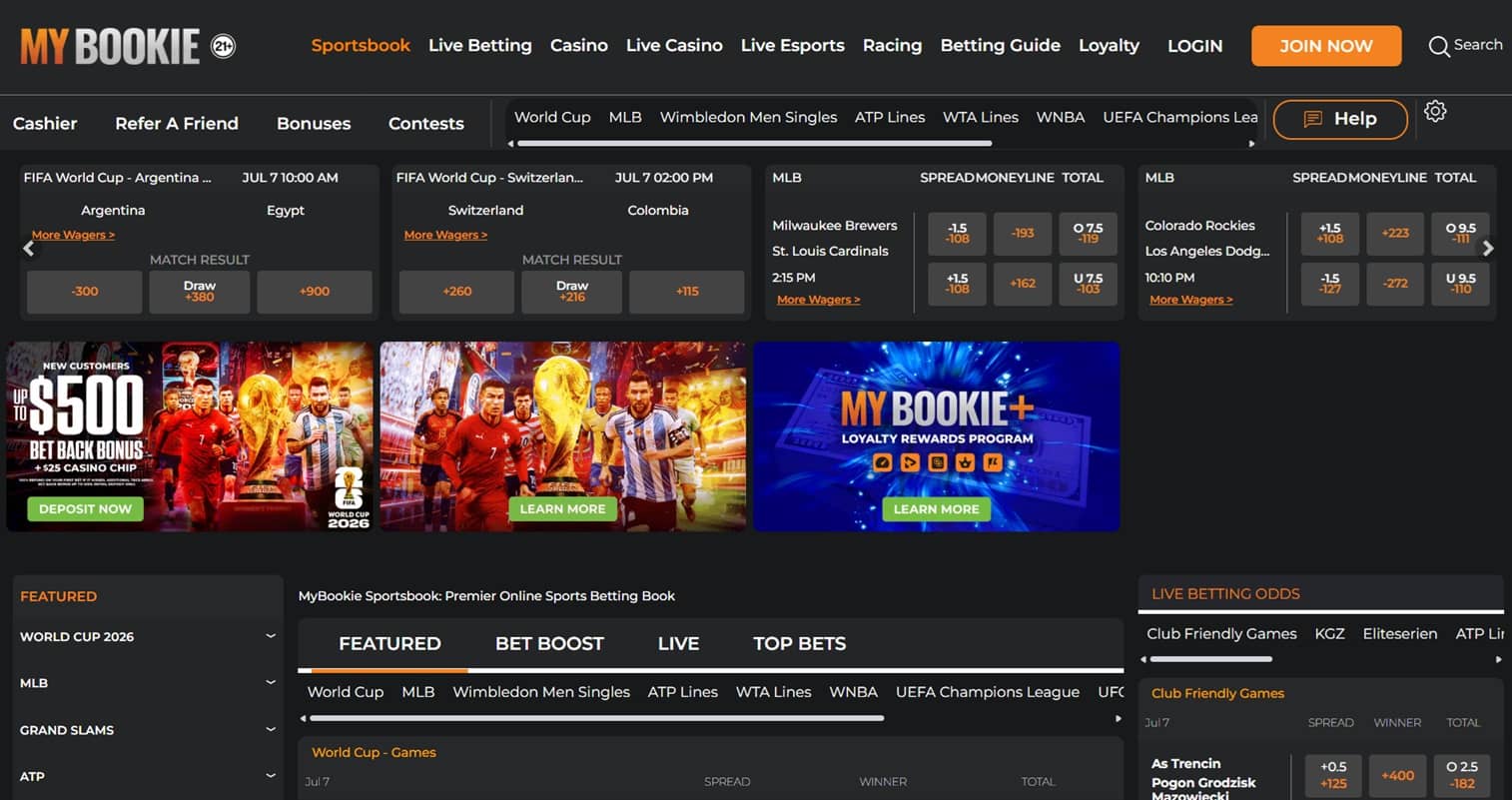 Wide banner — Mybookie sportsbook desktop homepage screenshot